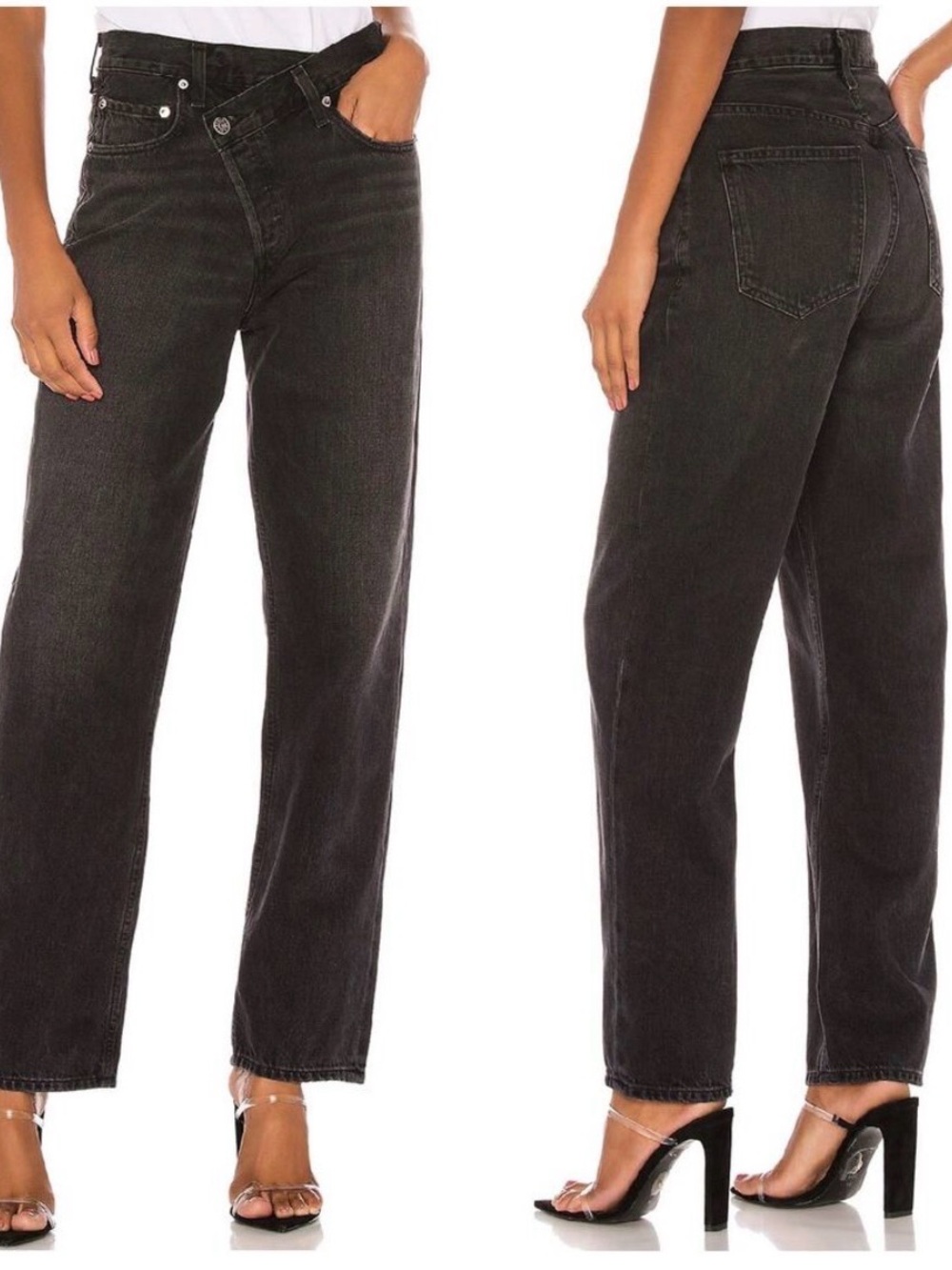 Agolde Black High-Rise Straight Criss Cross